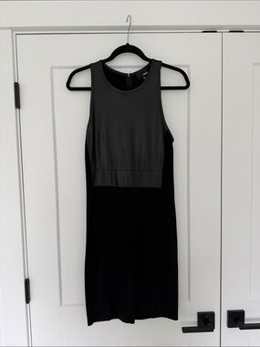 Wilfred Free Sleeveless Black Faux-Leather Paneled Dress size L